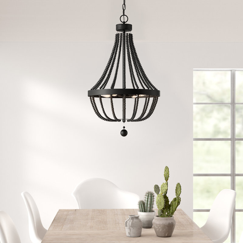 Chrisha 16'' W 4-Light Dimmable Steel Chandelier, Aged Zinc