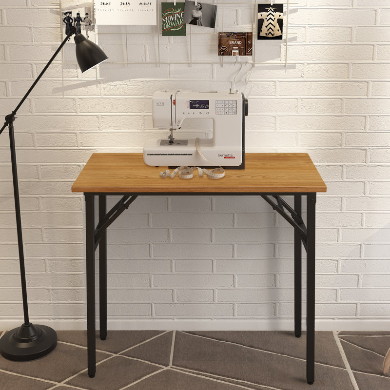 Katie Adjustable Metal Base Computer Desk, Teak/Black, 29.5" H x 63" W x 23.6" D