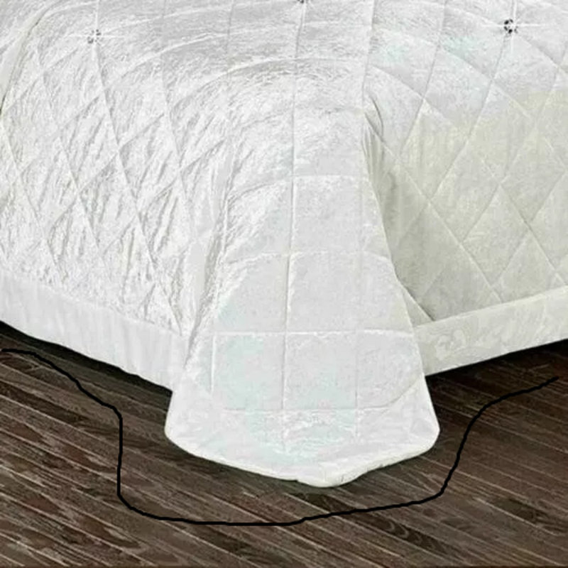 Velvet Bedspread with Pillow Shams, White, Super King Bedspread+ 2 Standard Shams