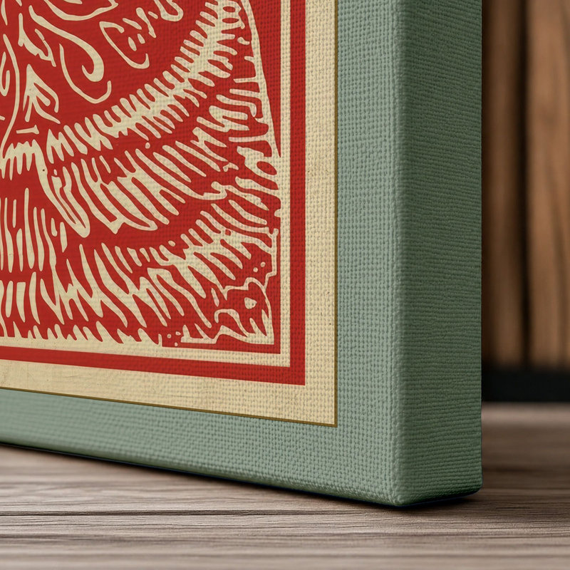 Heraldic Cat Art Deco - Wrapped Canvas, 36x24 - 91.4 x 61.0 cm, Sage Border