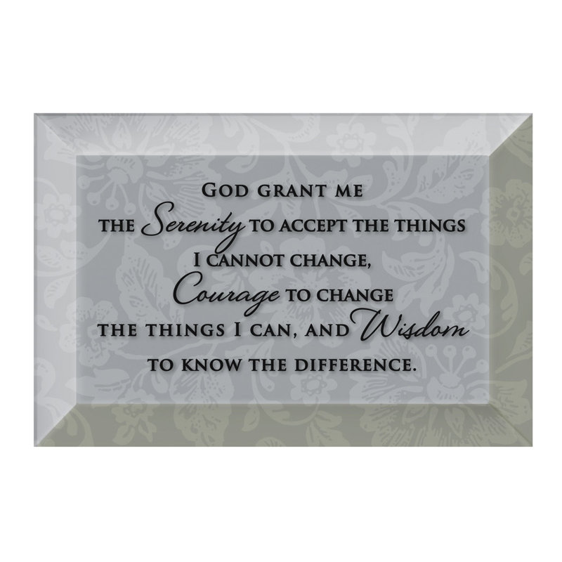 « serenity prayer », art textuel sur verre