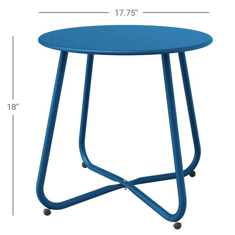 Mickelsen Steel Patio Side Table, Peacock Blue