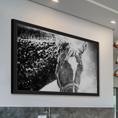 " White Horse Mask " Mixed Media and Black and White Photography Print