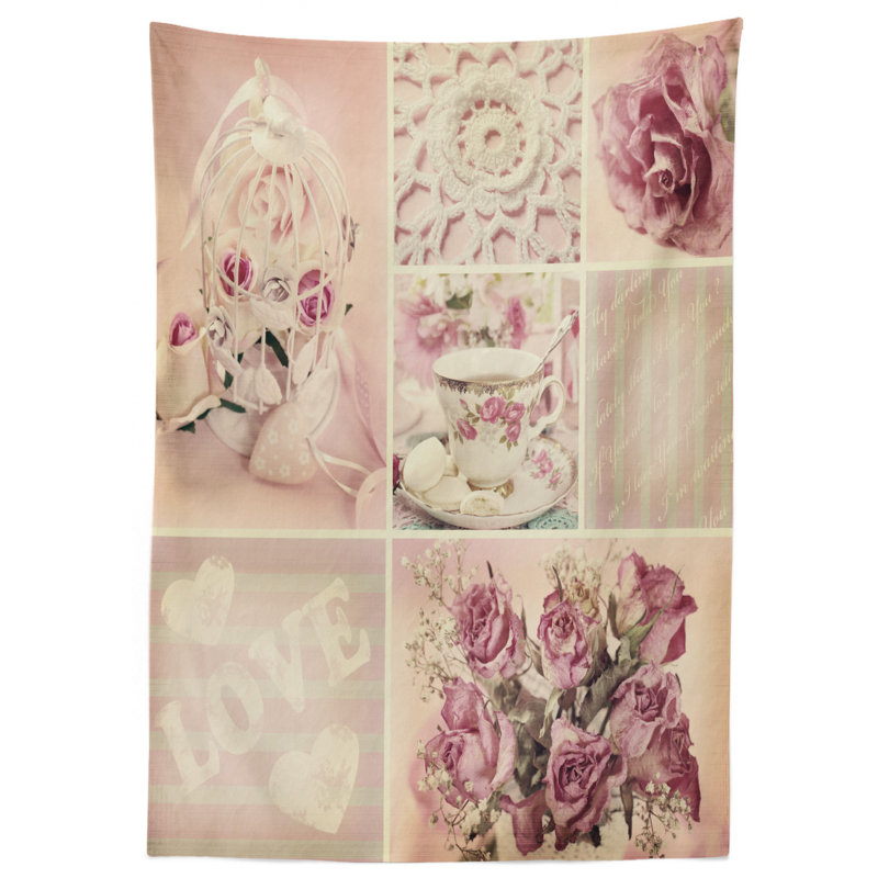 Shabby Floral Tablecloth, 70" L x 52" W