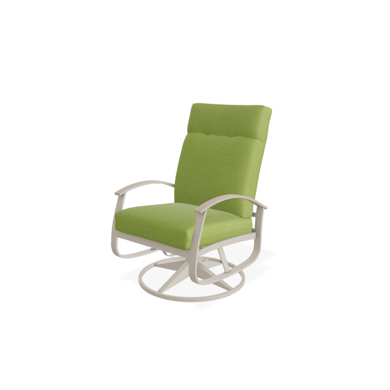 Belle Isle Outdoor Swivel Lounge Chair, Textured Black, Cabana Classic Black Stripe Sunbrella®, Desert P60