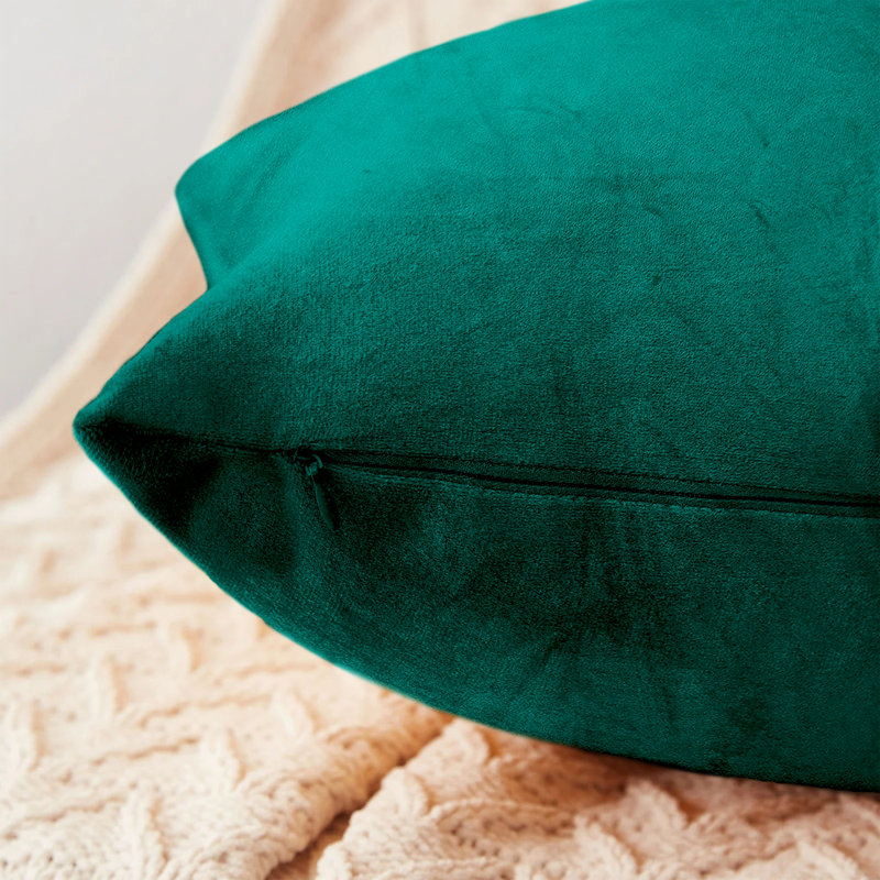 Perignan Square Scatter Crushed Velvet Cushion Cover, Green