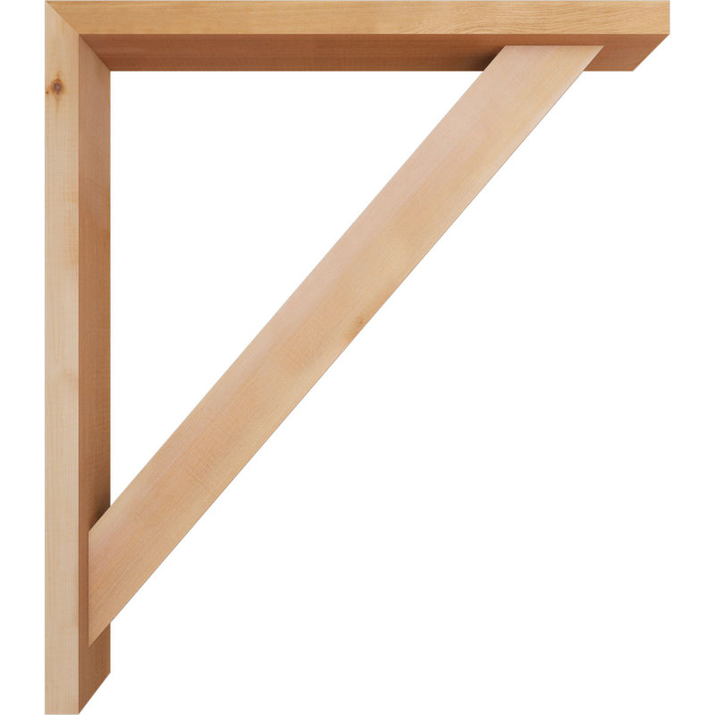 Traditional Block Bracket with Offset Brace, 32 x 28, 3 1/2"W Western Red Cedar (Smooth)