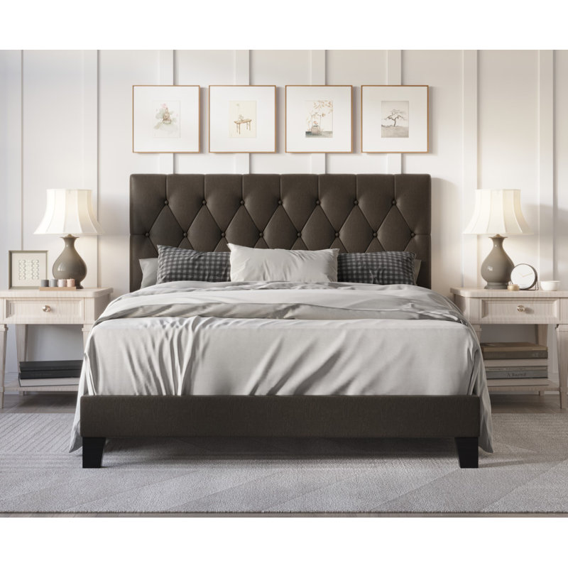 Aleahya Vegan Leather Platform Bed, Twin, Brown