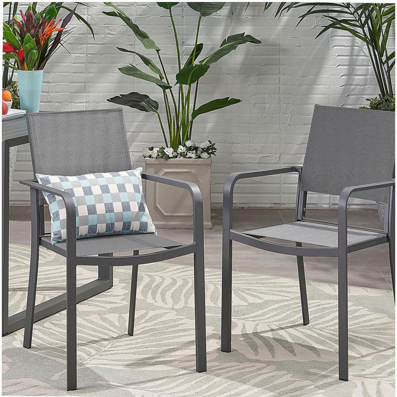 Chaise d'extérieur moderne en alliage d'aluminium, siège en filet, ensemble de deux