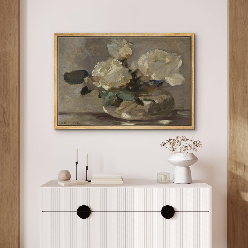 Fleur, campagne rustique abstraite, illustrations de fleurs rétro sur, H 24 po x l 36 po, Cadre flottant naturel