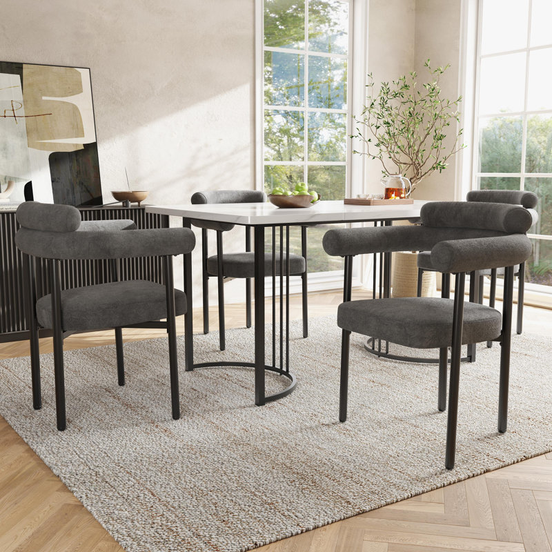 Set Of Chairs With Armrest, 4, Grey