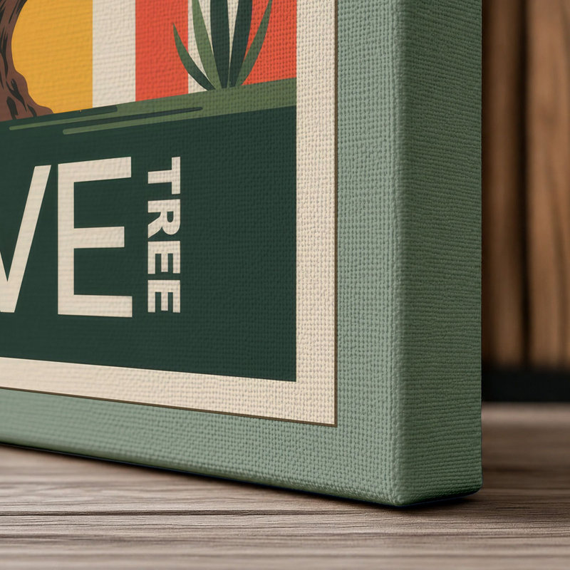 Mediterranean Olive Grove Art Deco - Wrapped Canvas, 24x16 - 61.0 x 40.6 cm, Sage Border