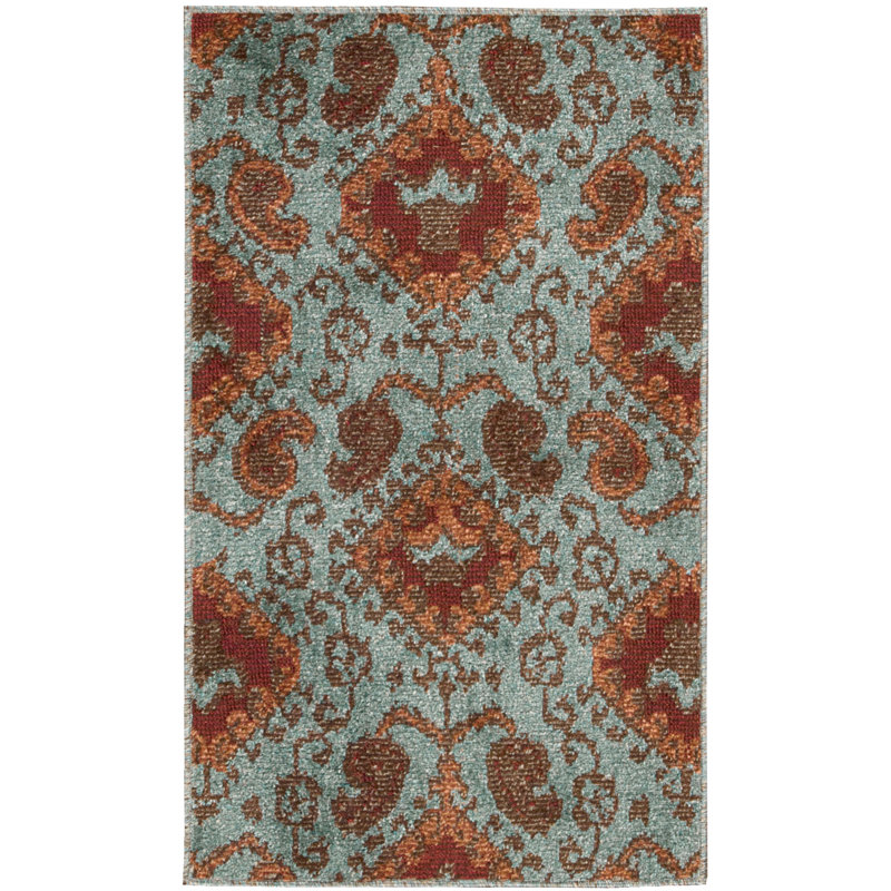 Tapis intérieur / extérieur turquoise Earnestean, Rectangle 5 pi x 7 pi