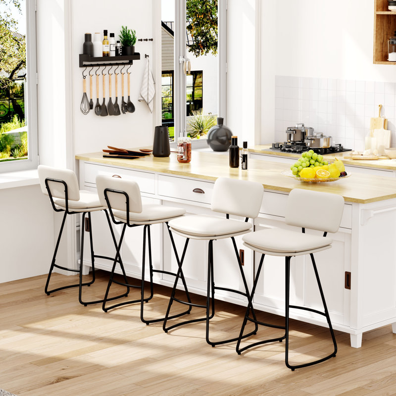 Tabourets de bar rembourrés, Counter Stool (26" Seat Height), Beige