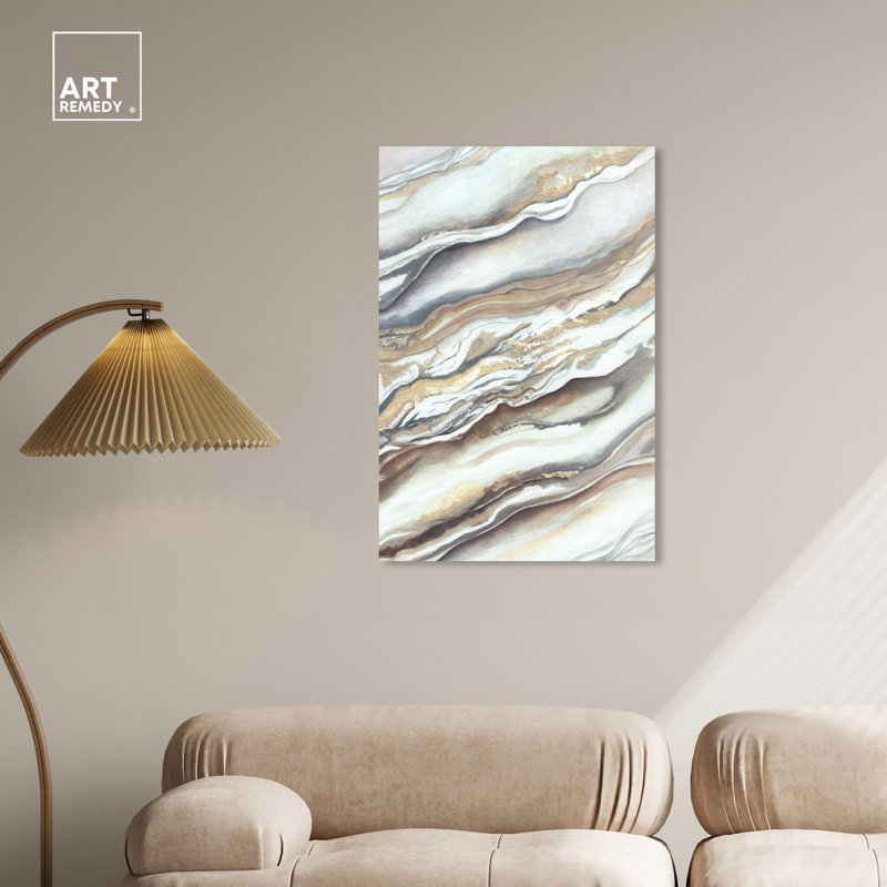 Neutral Abstract Canvas Wall Art in Beige and Gray, 24" x 36"