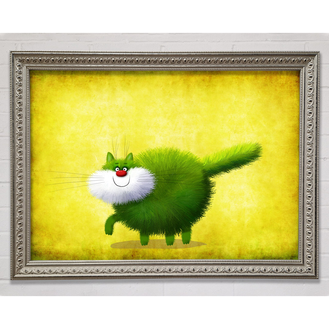 The Green Fuzzy Cat - Einzelner Bilderrahmen Druck