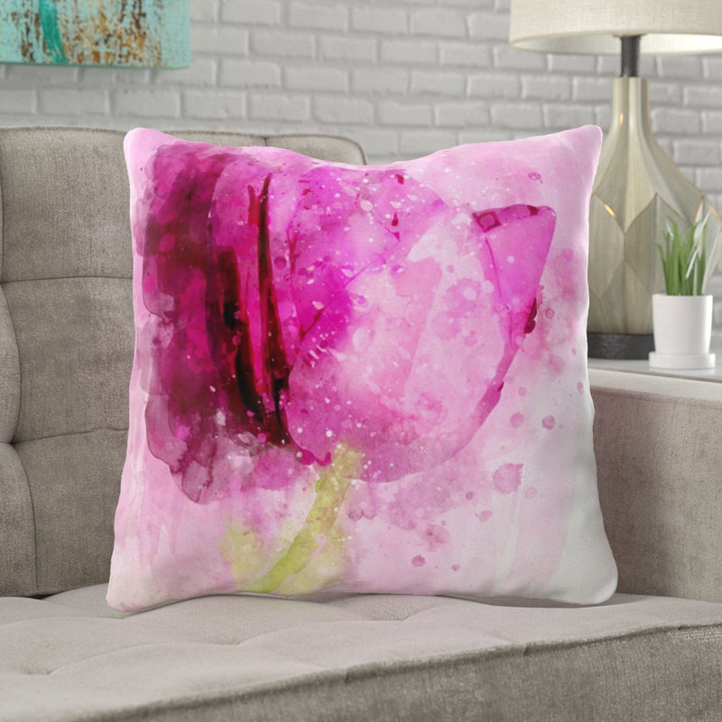 Coussin décoratif rose Fresnel, Synthétique, Intérieur