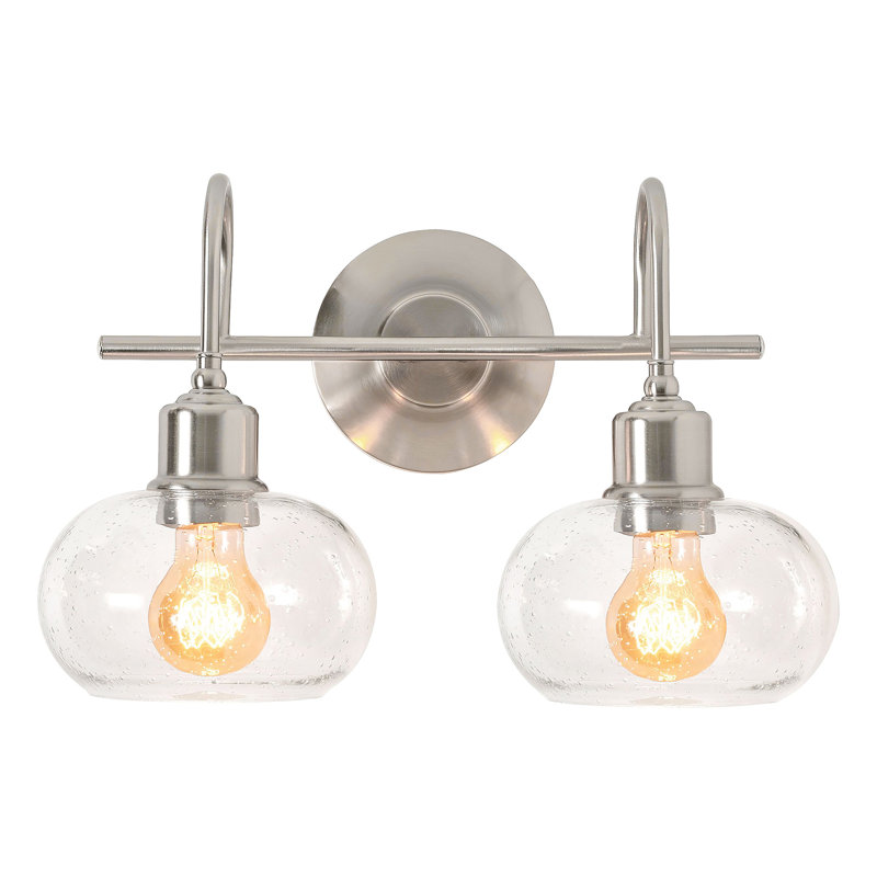 2 - Light Dimmable Vanity Light, Satin Nickel