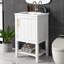 Meuble-lavabo de 20 po avec lavabo, armoire de salle de bain avec porte à fermeture douce, support de rangement et tablette ouverte, blanc-1889680410