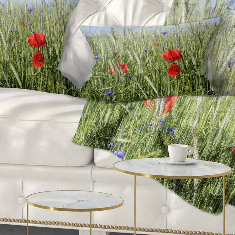 Coussin lombaire imprimé avec coquelicots