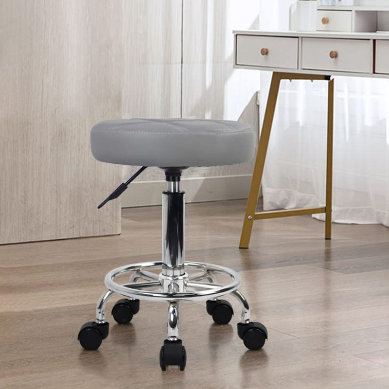 Tabouret rond à roulettes, Gris