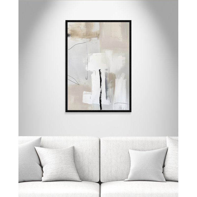 «Neutral Balance II» par Lazar Studio, L 25,5 po x H 35,5 po, Black Woodgrain, Impression encadrée