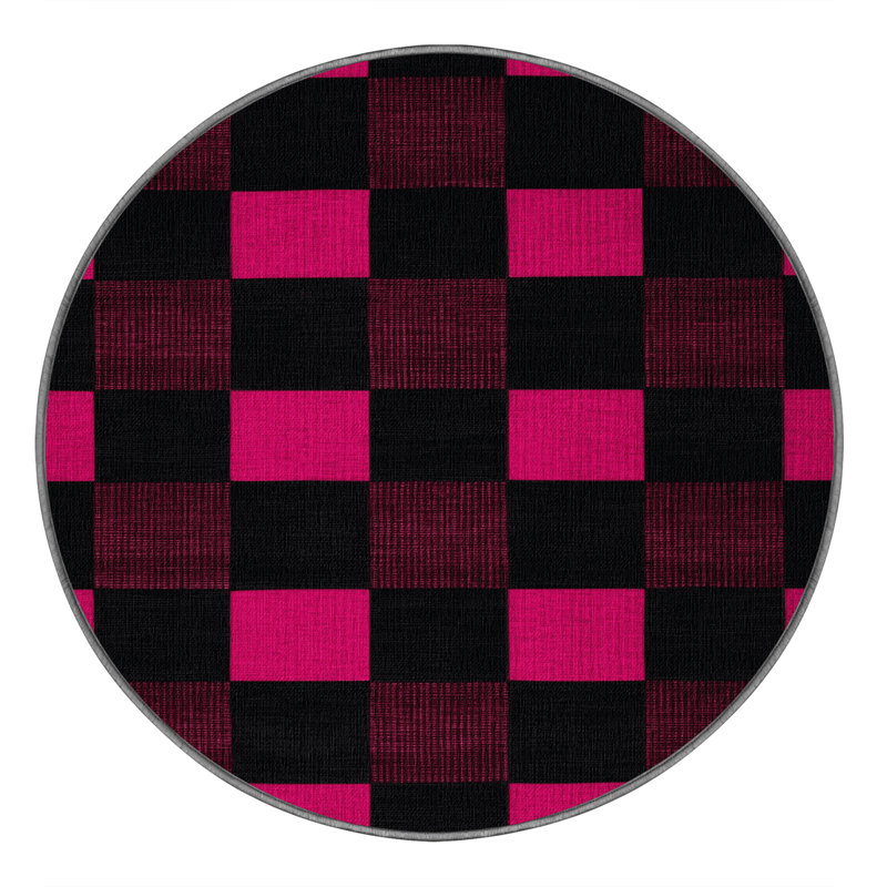Machine Washable Botanical Brown Area Rug, Round 7'