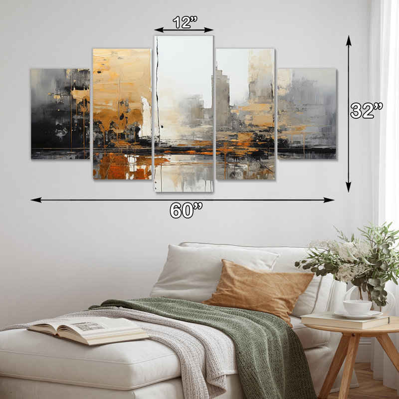 New York City Sunset - art mural urbain pour le salon 5 pièces, H 32 po x l 60 po