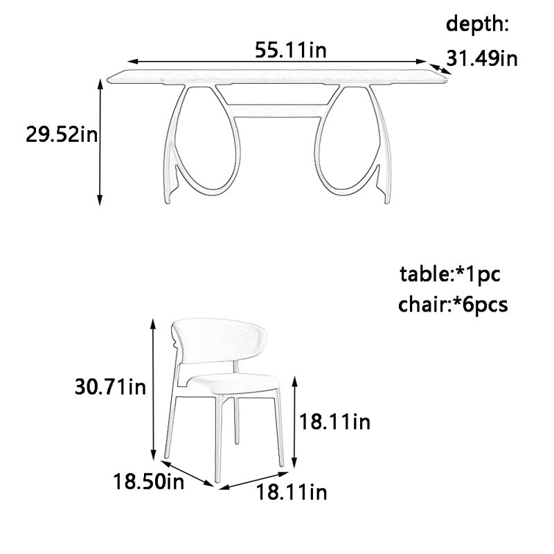 Ensemble de table et chaises Rock Rock, H 29,52 po x L 55,11 po x l 31,49 po