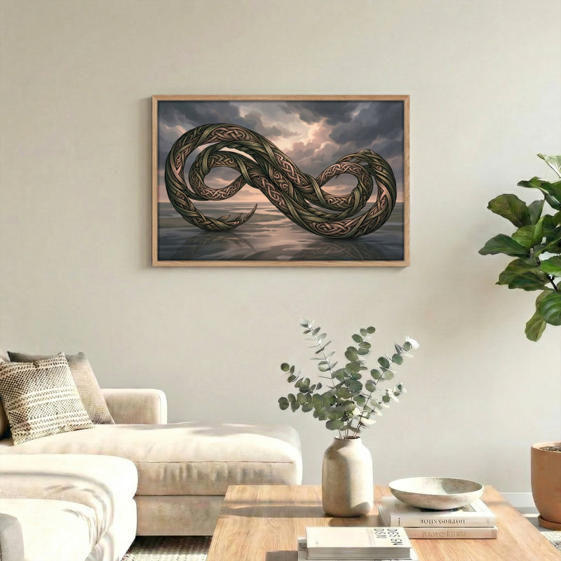 Ensemble de 1 tableau sur toile à motif de nœud celtique, H 18 po x l 24 po, Natural