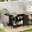 Table de barbecue extérieure avec évier et surface de travail pliable, îlot de cuisine en métal, roulettes pour chariot roulant, acier inoxydable 304, évier à usages multiples, plateforme verrouillable à 360 roues, armoire