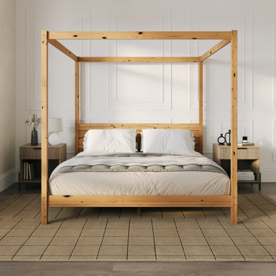 Alonso Solid Wood Canopy Bed With Headboard