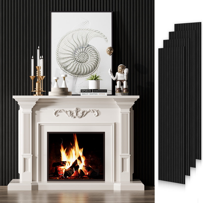 4pcs x 106" x 20.5" 3D Acoustic/Sound proof Wood Slat Wall Panels(4 Pieces), Black Oak
