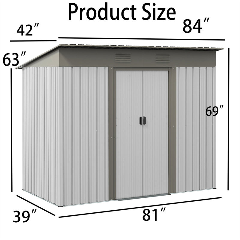 Remise de rangement extérieure, Argent, H 69 po x l 84 po x P 42 po