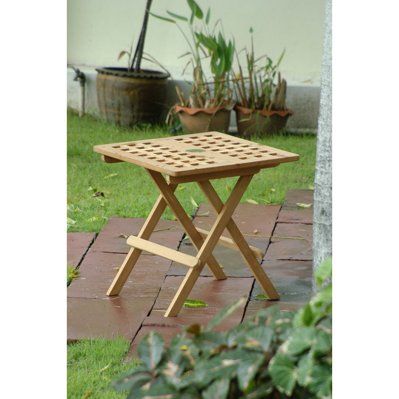 Moksh Square Teak Outdoor Side Table , 19.5'' in. W 19.5'' in. D