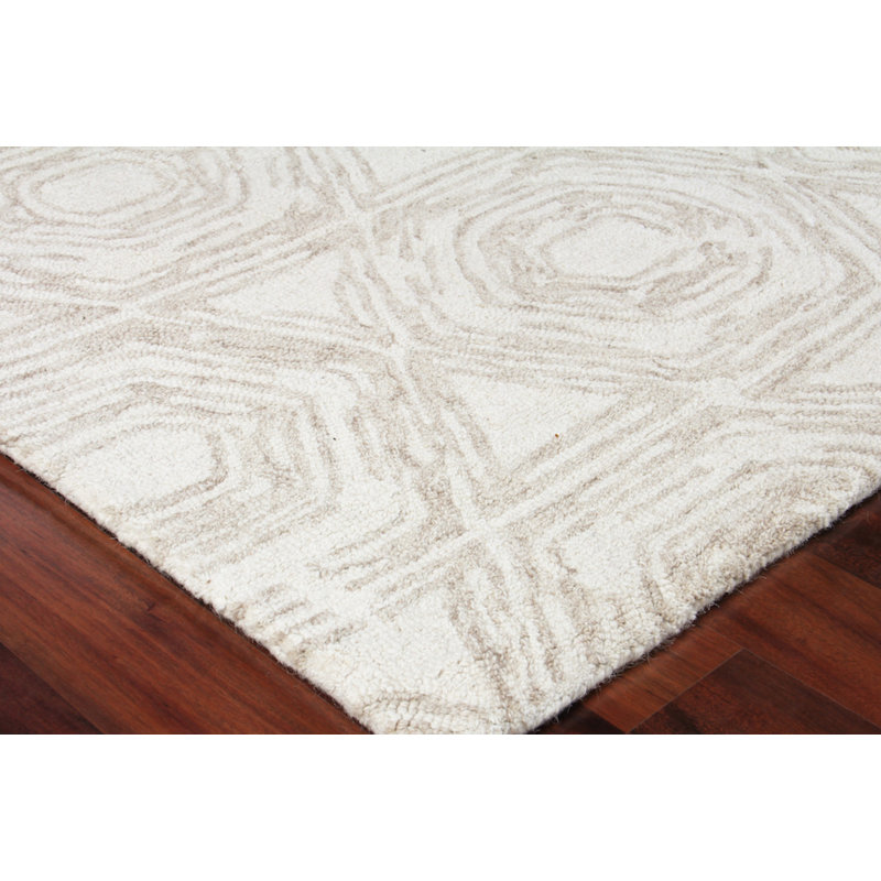 Caprice Wool Geometric Area Rug, Ivory/Dark Blue, Rectangle 6' x 9'
