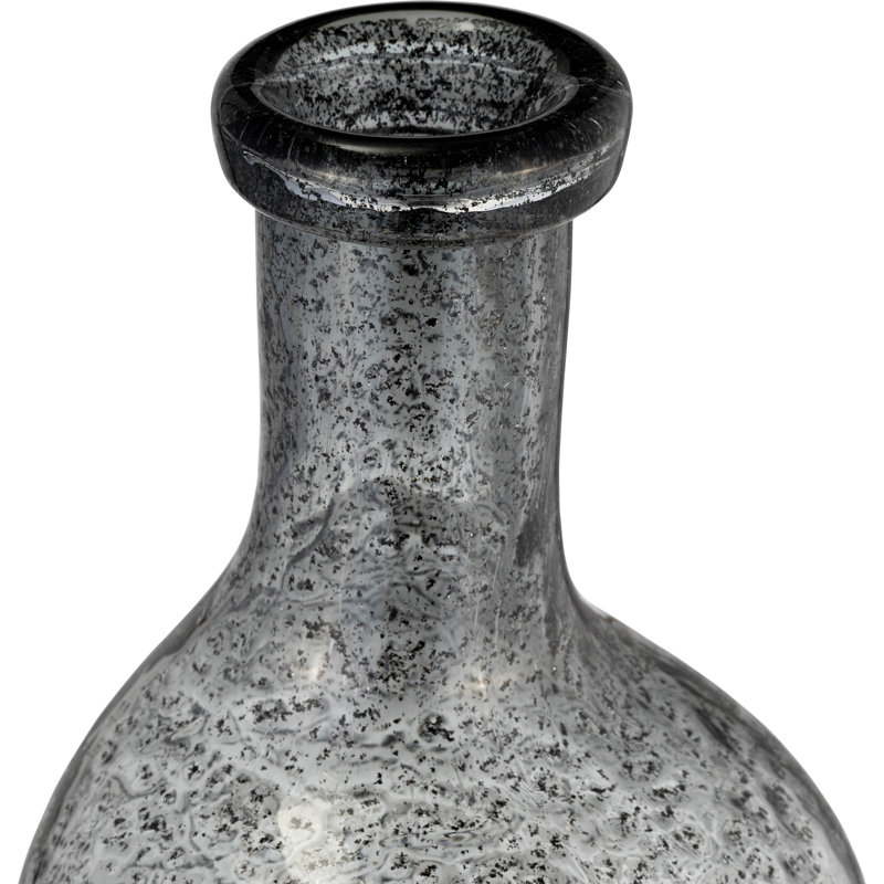 Ivelis Glass Vase - Handcrafted Glass Construction Glam Style with Textured Artisan Detailing - Modern Decorative Accent for Elegant Contemporary Spaces - Unique Bottle Shape Design - Not a Set