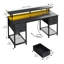 Bureau d'ordinateur de 47 po de largeur avec station de charge et lumières DEL, bureau avec 4 tiroirs en tissu et 2 tablettes de rangement-383997172