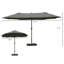Parasol de patio de 15 pieds - Parasol extérieur rectangulaire en acier double face, gris foncé, protection contre le soleil, manivelle facile, matériau durable gris 15 pi avec base. Parasol de parasol. Acier, intempéries