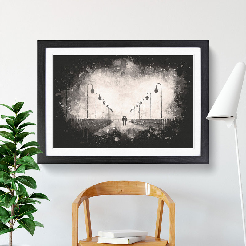 Couple upon the Pier - Framed Print, 33cm H x 45cm W x 2cm D, Black Framed