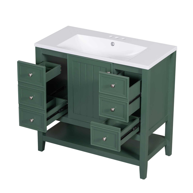 Meuble-lavabo simple 36 po avec plateau Leiding, Vert