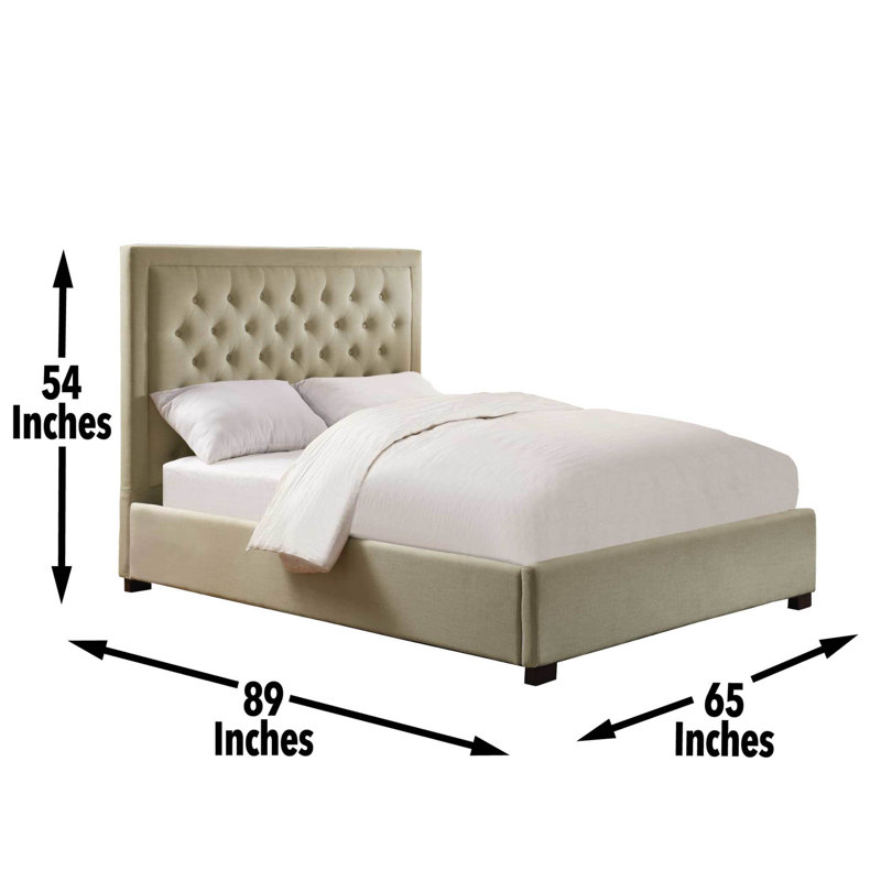 Zack Upholstered Platform Bed, Gray, Queen