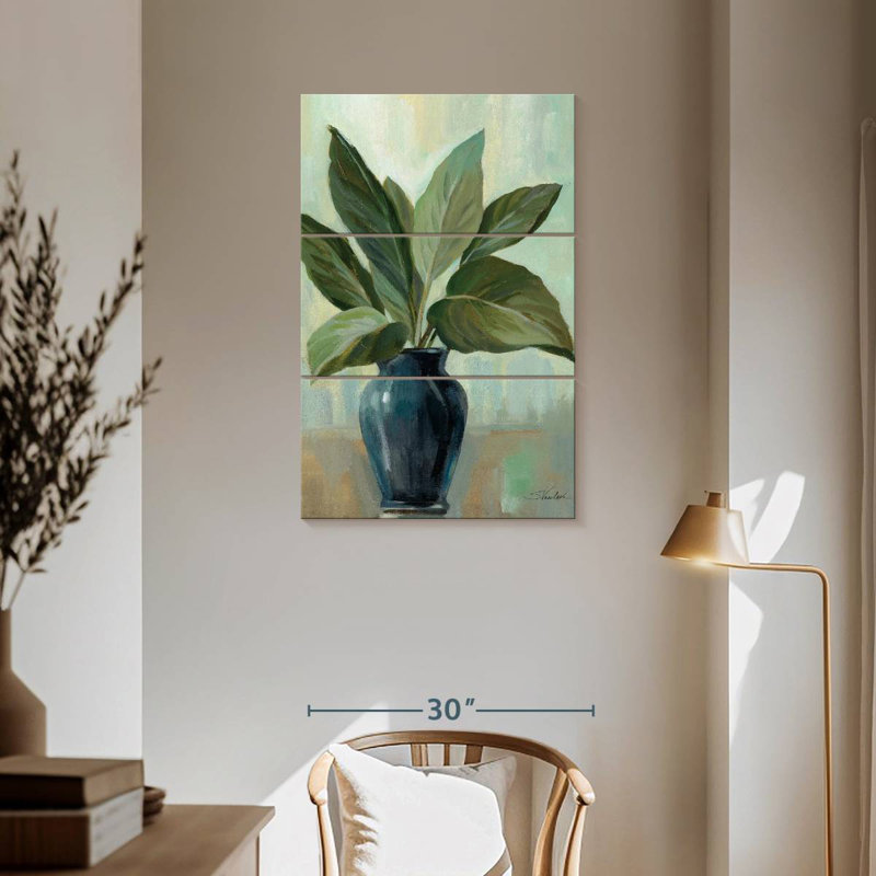 Nature morte Harnek menthe et bleu, H 57 po x l 36 po