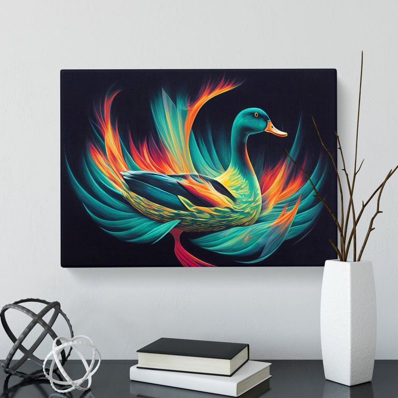 XXX-H1022-WF-3967X Flourishing Duck - Wrapped Canvas Print, 40cm H x 60cm W x 3cm D