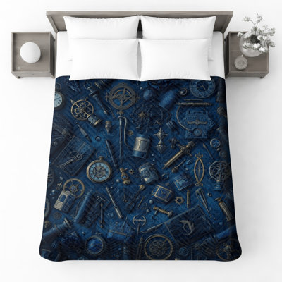 Steampunk Mechanical Objects Quilted Bedspread All Sizes