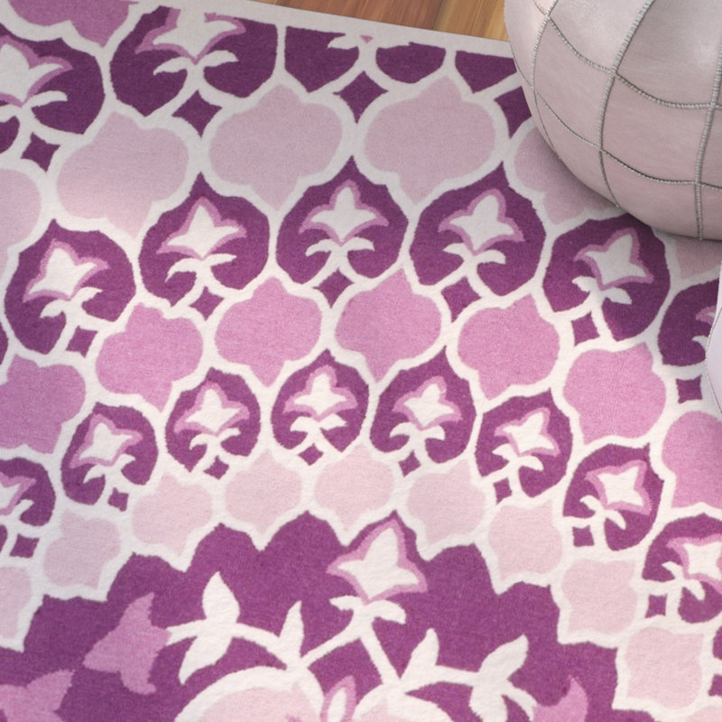 Tapis floral en laine touffeté à la main Miu, Rectangle 5 pi x 8 pi