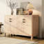 Armoire à 4 portes de style rustique avec surface en bois véritable, charnières à fermeture en douceur, coins arrondis, grand espace de rangement pour petits espaces d'aspect vieilli naturel, pieds en pin, fermeture en douceur et silencieuse, Space Daily
