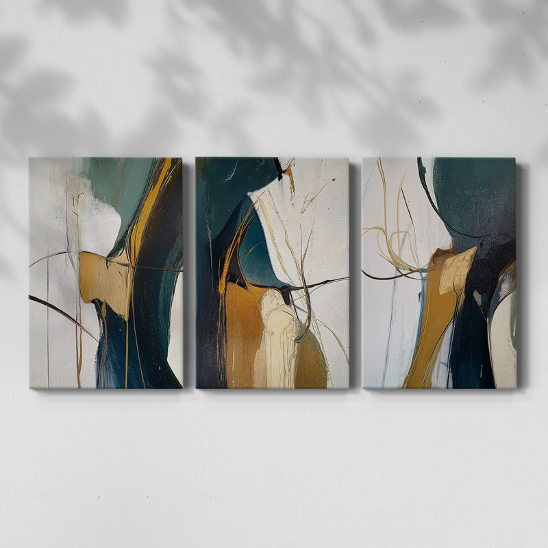 ABSTRACT Series DC XXXVII - Toile tendue sur mesure - 3 pièces, H 60 po x l 120 po