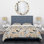 Ensemble de literie de style chalet scandinave à motif floral moderne jaune avec taies décoratives