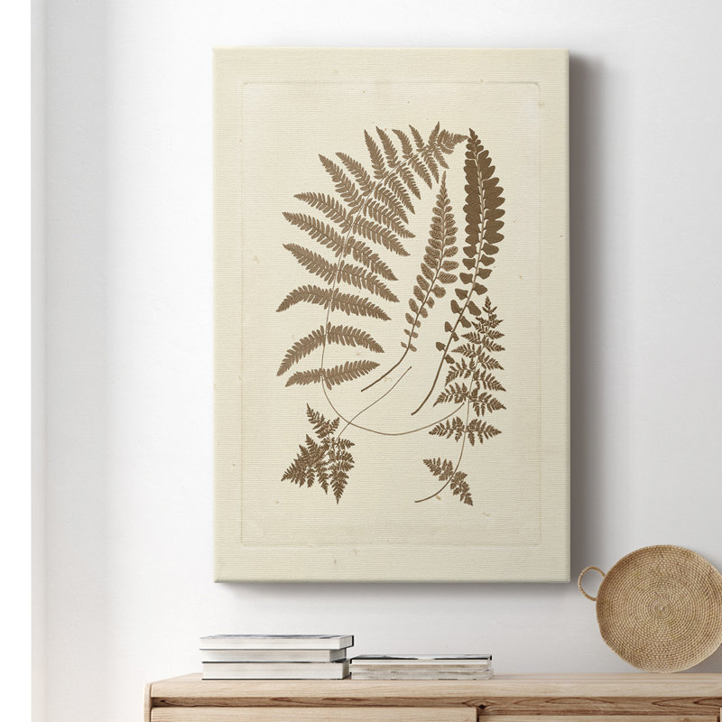 Fougères sépia II - peinture sur toile tendue, H 60 po x l 40 po x P 1 po